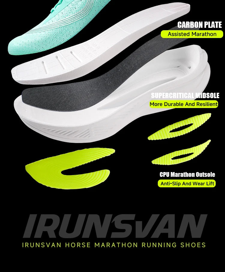 IRUNSVAN Men's Carbon Plate Sneakers Professional Marathon Racing Running Shoes High Quality  Shoes Comfortable Sports Shoe PlatiNum