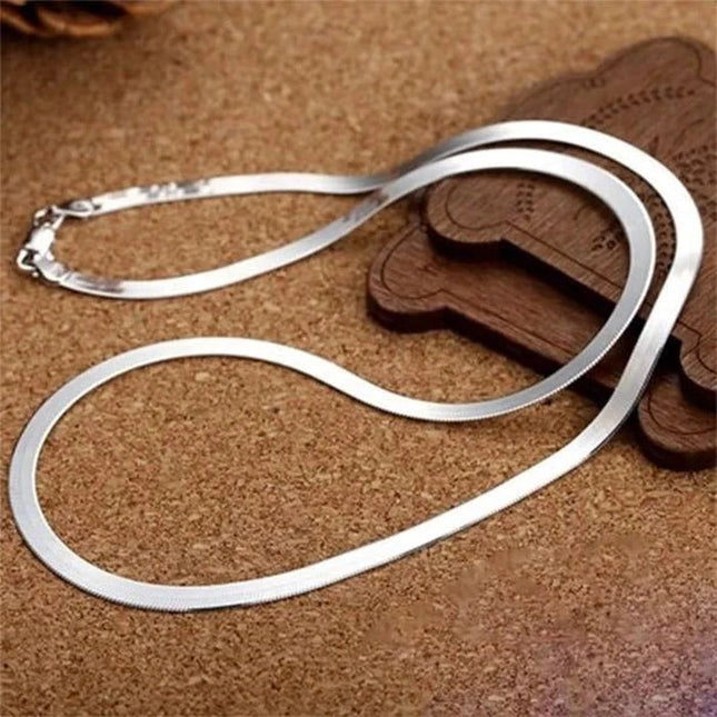 Silver Color 4MM Chain Necklace for Women Luxury Couple Fine Jewelry Blade Chain Wedding Gift Choker Clavicle PlatiNum