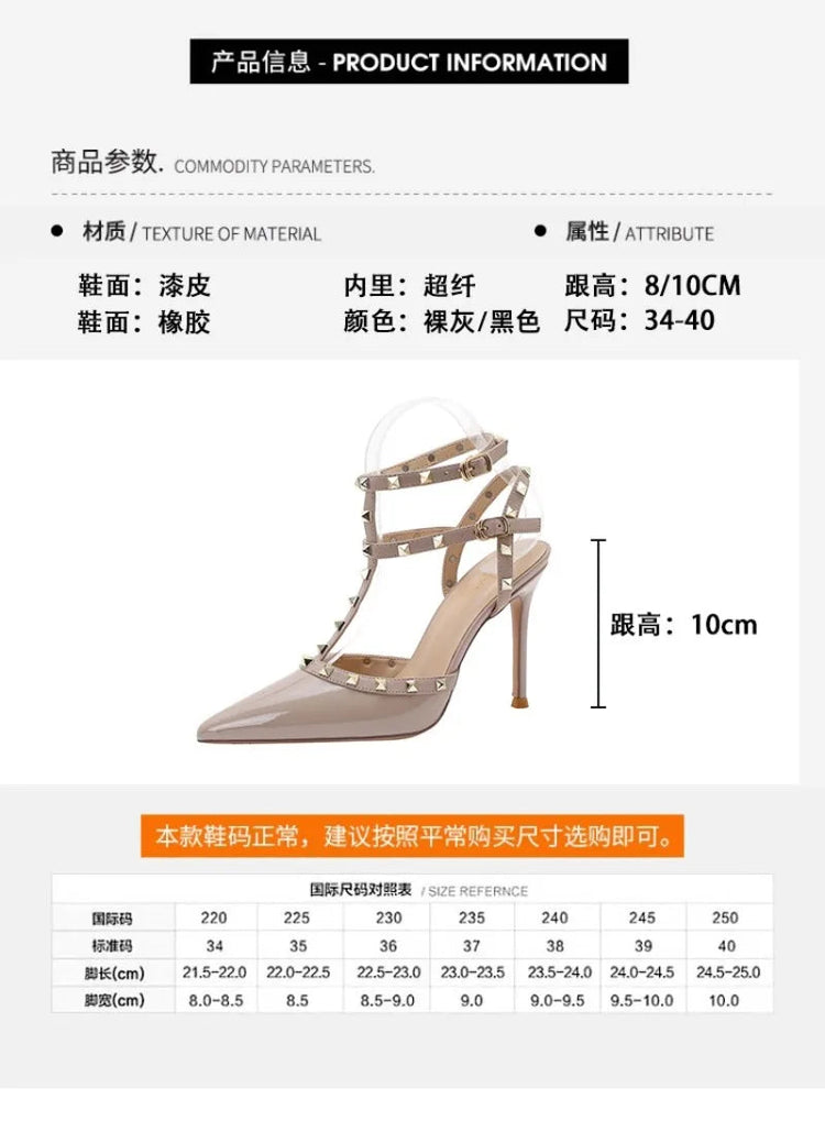 Scarpe da Donna di Design, Lussuose e Sexy con Borchie, Tacchi Alti Estivi, Sandali a Punta Stile Francese, Scarpe da Cerimonia, Zapatos De Mujer platinumshop