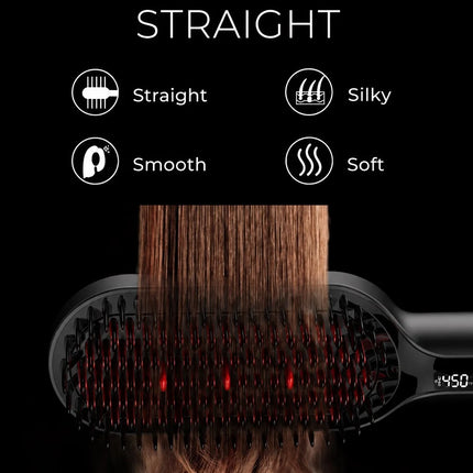 TYMO IONIC PLUS Straightening Brush, Professional Hair Straightener, LCD Display, Fast Heating, Anti-Burn, Fast Styling Hair Too
