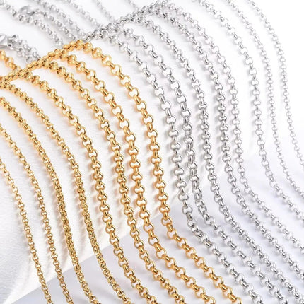 Yadreva Collana Rolo in acciaio inossidabile placcato oro Catena rotonda Cavo di dimensioni diverse Accessori per gioielli regalo fai da te PlatiNum