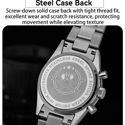 ADDIESDIVE Chronograph Watch For Men 10Bar Waterproof 316L Stainless Steel 0S20 C3 Vintage Luminous Luxury  Quartz Watch AD2552