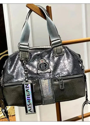 Large Capacity Handbag Female 2024 New Trend High-Grade Fashion Sequins Messenger Bag Luxury Designer Casual Tote Shoulder Bags PlatiNum