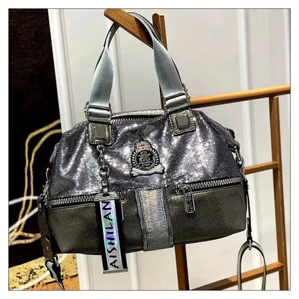 Large Capacity Handbag Female 2024 New Trend High-Grade Fashion Sequins Messenger Bag Luxury Designer Casual Tote Shoulder Bags PlatiNum