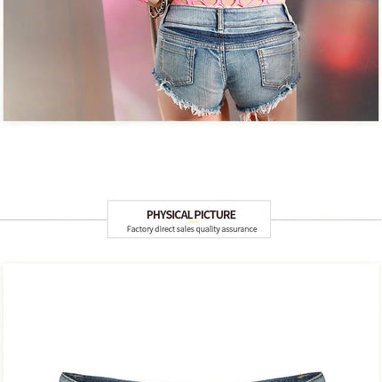 Women Short Hot Pants Jeans Slim Fit Low Waist Irregular Pockets Sexy Tassels Denim Shorts Button Fly Party Summer 2025 PlatiNum