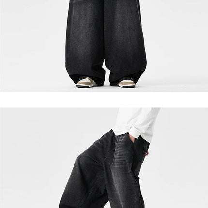 Pantaloni a gamba larga in denim Pantaloni casual alla moda da uomo Pantaloni larghi a lanterna Hip Hop Jeans streetwear Pantaloni elastici in vita maschile oversize