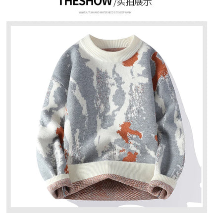 autumn and winter Men's Fashion casual Round Neck Warm sweater slim fit Sweaters Men sweater male Thicken Warm wool pullovers