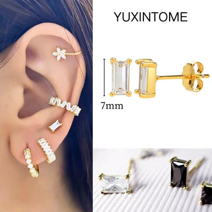 White Color Zircon Hoop Earrings 925 Sterling Silver Needle Cross/Star/Flower/Water Drop Pendant Gold Earrings Luxury Jewelry PlatiNum