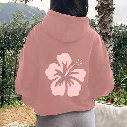 Women Flowers Print Hoodie Unisex Autumn Winter Fleece Oversized Hooded Everyday Outdoors Hoodie for Any Occasion
