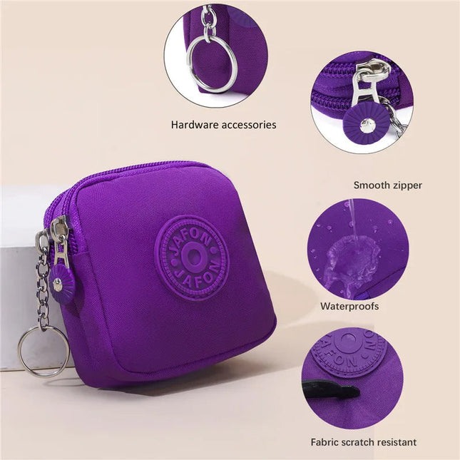 Mini Nylon Waterproof Coin Purses Key Bag Wallets Portable Square Small Card Holder Zipper Zero Wallets Card Bags Headphone Bags PlatiNum