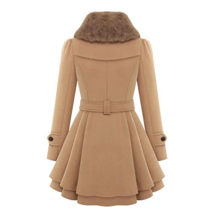 Winter Women's Jacket Windbreaker Warm Plush Thick Clothes Double Breasted Belt Autumn and Winter Korean Style Slim Lapel Coat