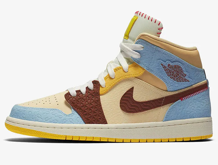 Scarpe da basket alte da uomo Nike Genuine Jordan 1 Mid AJ1 CU2803-200 platinumshop