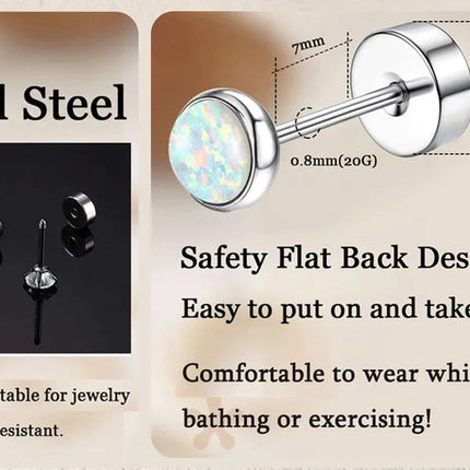 Set di 6 Paia di Orecchini per Piercing Multipli, Piccoli Orecchini a Cerchio, Orecchini a Perno con Zirconi, Opale e Perla per Donne platinumshop