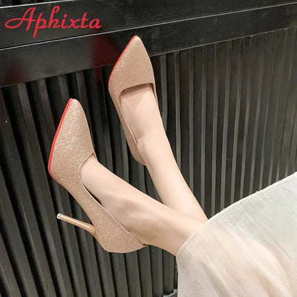 Aphixta Oro Argento Nero Décolleté con tacco alto a spillo da 3,54 pollici Décolleté da donna per tutte le stagioni Scarpe da festa con punta a punta di grandi dimensioni 49 50 platinumshop