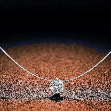 1ct Moissanite diamante S925 argento sterling invisibile trasparente lenza clavicola collana a catena gioielli da donna PlatiNum