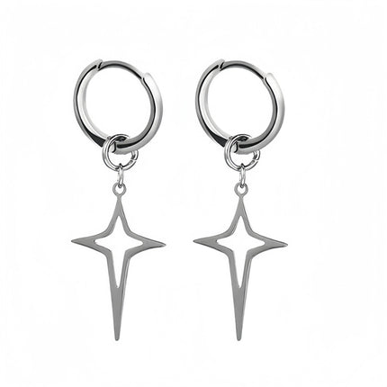 Long Hanging Crosses Leaves Pendants Hoops Woman Earrings Man Vintage Stainless steel Hip Hop Ear Piercing Jewelry Accessories PlatiNum