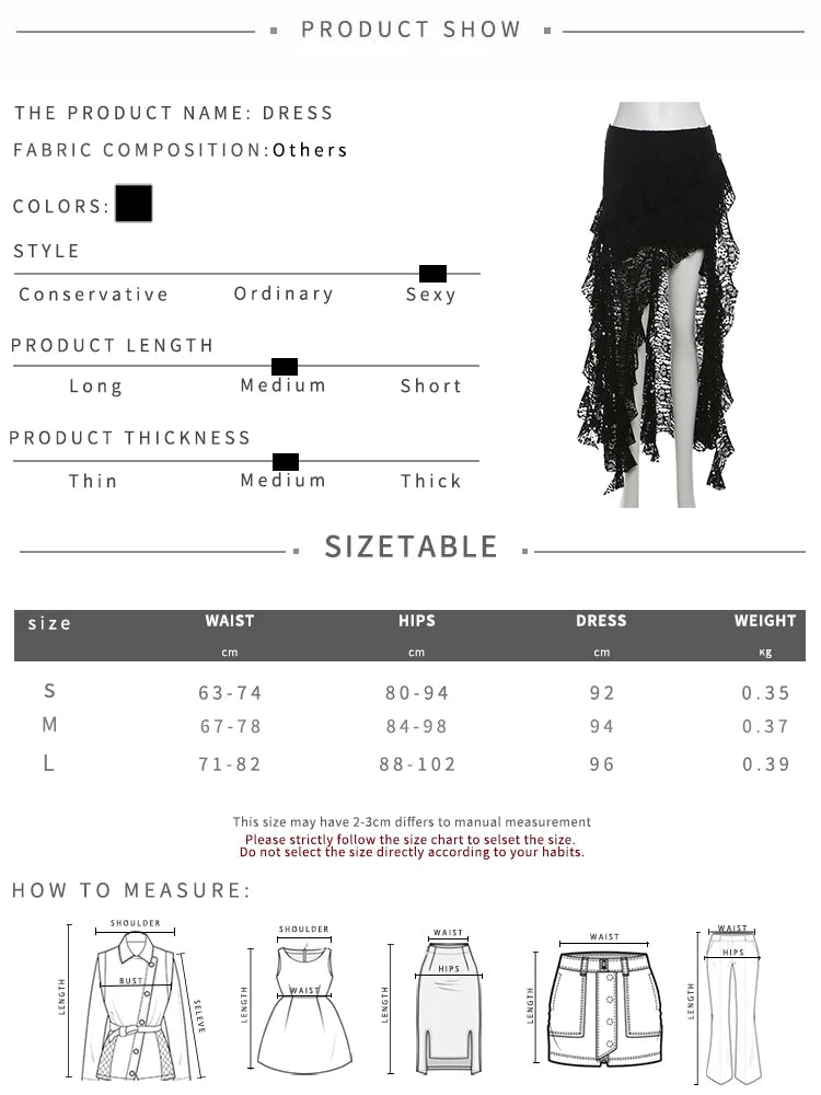 Nibber Nappe Gonne da donna Orlo irregolare Increspature multistrato Patchwork di pizzo Dolce tendenza estiva Pantaloni skinny versatili quotidiani