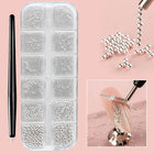 12Grid Metal Micro Caviar Beads Nail Art Charms, Gold Silver Mini Balls, 3D Nail Gem Decor with Magnetic Pen for DIY Nail Decoration