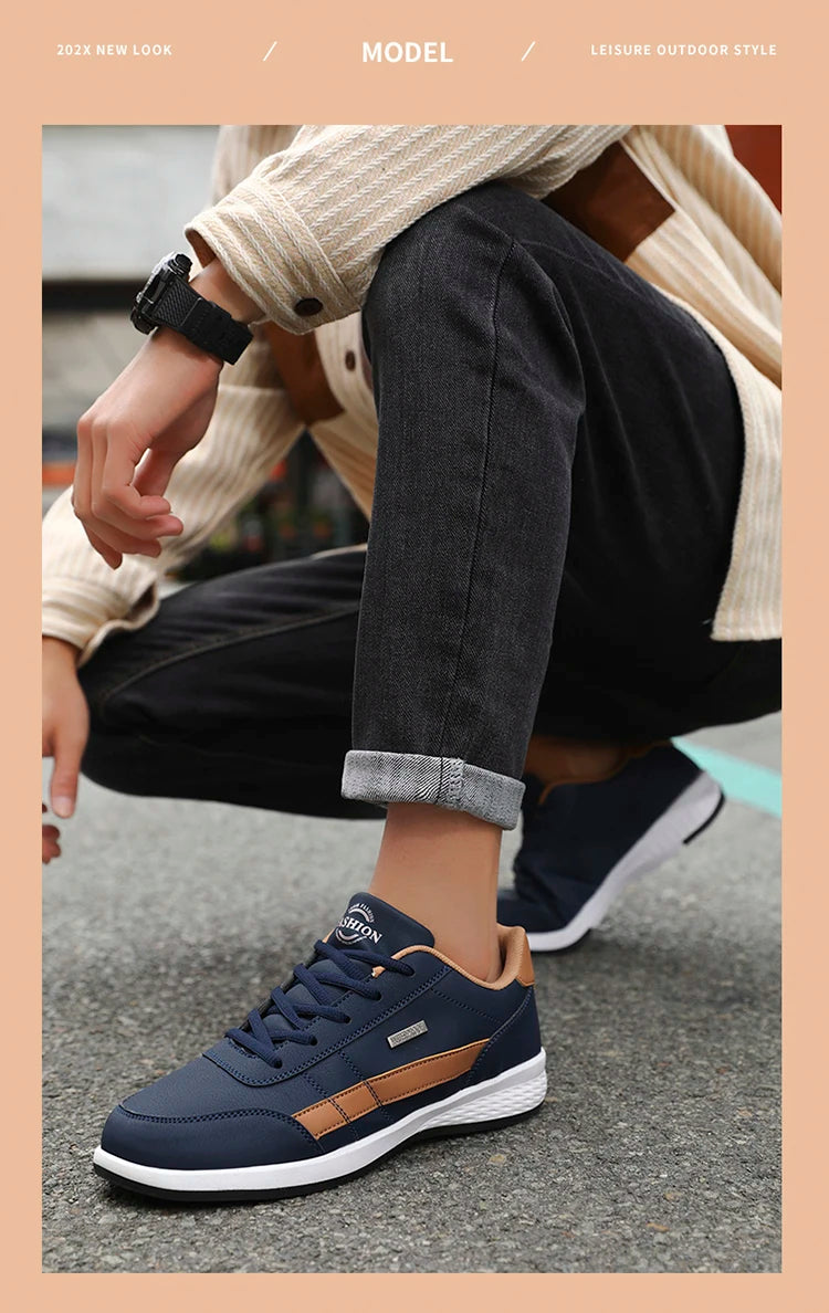 Pu Leather Men Shoes Sneakers Trend Casual Breathable Leisure Male Sneakers Non-Slip Footwear Vulcanized Shoes Tenis Masculino