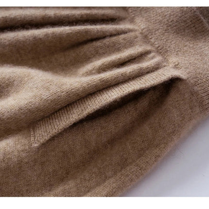 Women's 100% Pure Cashmere Knit Skirt New Elastic Waist Big Swing Skirts Fashion High-End Thick Umbrella Skirt Cashmere Dress PlatiNum