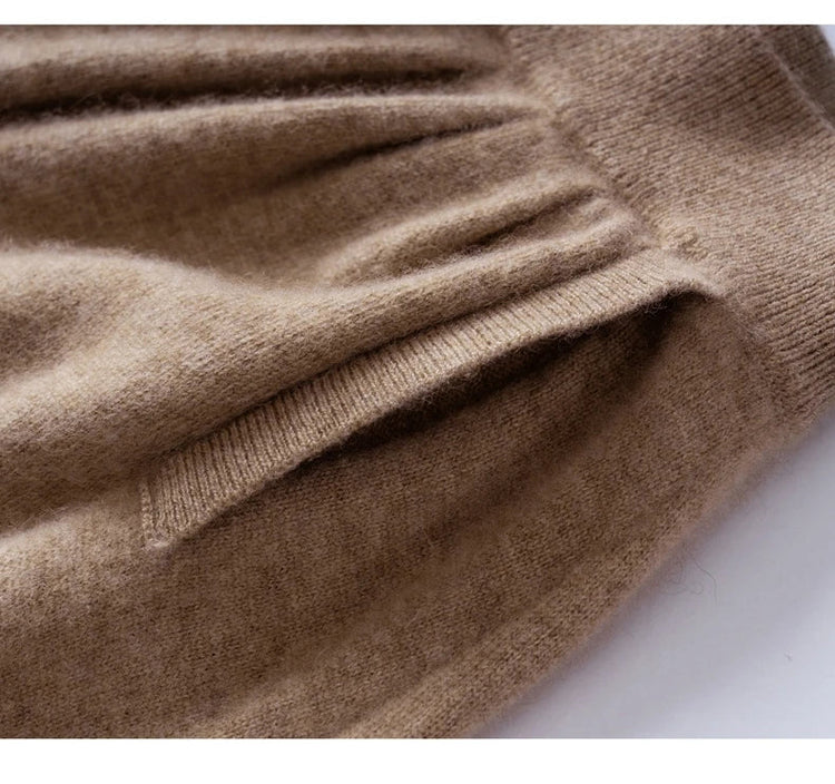 Women's 100% Pure Cashmere Knit Skirt New Elastic Waist Big Swing Skirts Fashion High-End Thick Umbrella Skirt Cashmere Dress PlatiNum