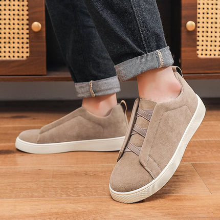 Spring men's thick soled board shoes high-quality suede leather casual sports shoes comfortable and fashionable low top shoes