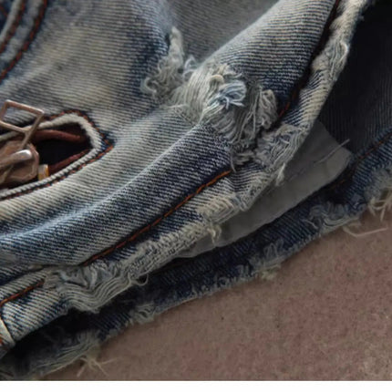 Summer Women Kpop Jean Shorts Abi Y2K 2000s Ripped Denim Hot Pants Grunge Gyaru Japanese American Retro Cyber Punk Harajuku Tide PlatiNum