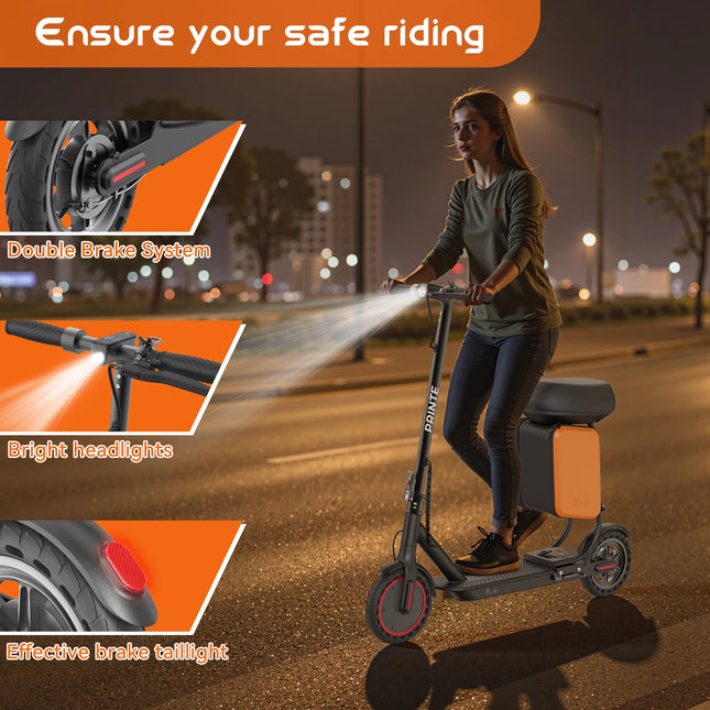 Monopattino Elettrico Pieghevole per Adulti con Sedile e Borsa Portaoggetti, 350W 36V 5.2Ah, 30 km/h, 25 km di Autonomia, Controllo APP, E-Scooter per Pendolari - Disponibile in Magazzino UE