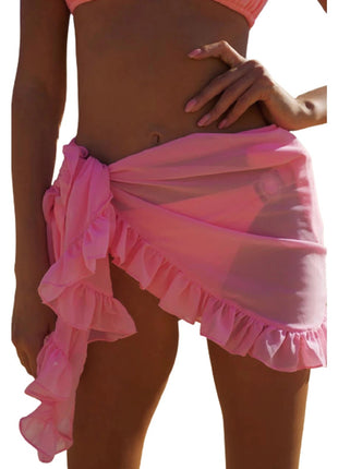 Costume da bagno donna Bikini covers-Up gonna estate tinta unita Beach Wrap gonna costumi da bagno donna Ruffles Trim Lace Up Sarong Cover Ups platinumshop
