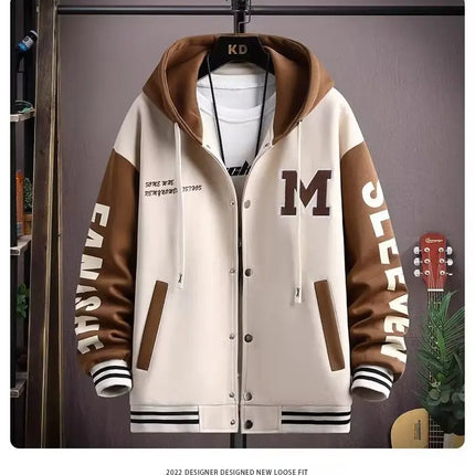 S-6XL Men's Hooded Pockets Cargo Jacket Men's Clothing Spring Autumn Japanese Fashion Loose Male Coat Hooded Baseball Jersey New