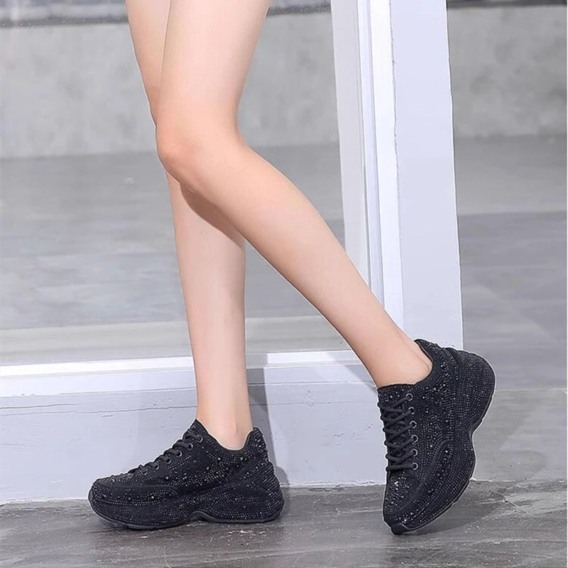 AIYUQI Women Sneakers Platform 2024  Rhinestone Sponge CakeWomen Casual Shoes Large Size Sneakers For Women