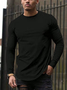 Men's All Seasons Plain Color Crew Neck Raglan Sleeve Long Sleeve Casual T-Shirt (Spring and Autumn) High-Quality Pure Cotton PlatiNum