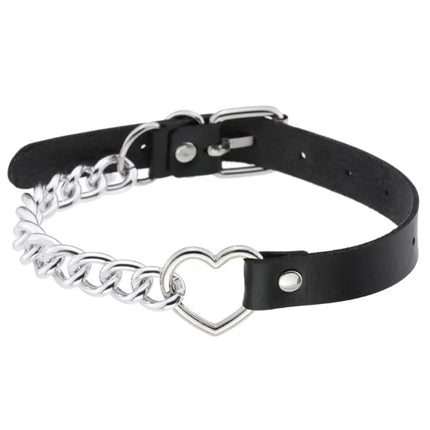 1Pc Harajuku Cuore Sexy Rivetti Cuoio DELL'UNITÀ di elaborazione Nero Goth Punk Girocollo Per Y2K Ragazze FAI DA TE Goth Star Pentagramma Collane Grosse Gioielli PlatiNum