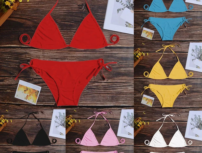 Costume da bagno bikini sexy da donna con perizoma, modello brasiliano con lacci, per l'estate e le vacanze al mare platinumshop