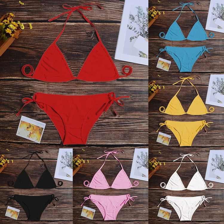 Costume da bagno bikini sexy da donna con perizoma, modello brasiliano con lacci, per l'estate e le vacanze al mare platinumshop