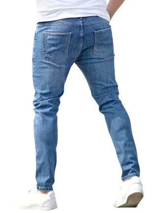 Men's Jeans Stretch Slim Fit Trousers Streetwear Classical Casual Pants Skinny Zipper Denim Designer Clothes Black Blue PlatiNum