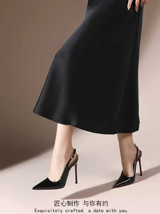 Women Heeled sandals Red Shiny Bottoms Naked color luxury Brand Hollow 2025 Elegant High Heels Sexy Slingbacks Ladies Shoes Wome