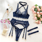 Sexy Lingerie Lace Women's Intimates Sets Sheer See Through Push Up Bra with Garter Belt Fancy Luxury Underwear Erotic Outfits