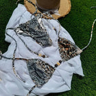 Nuovo Sexy Bikini Brasiliano con Inserti in Pizzo, Costume da Bagno Femminile con Stampa e Allacciatura al Collo, Biquini platinumshop