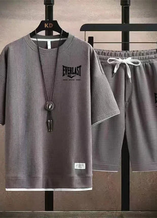Ensemble d'été pour homme, t-shirt à col rond de haute qualité, short de course 2 pièces