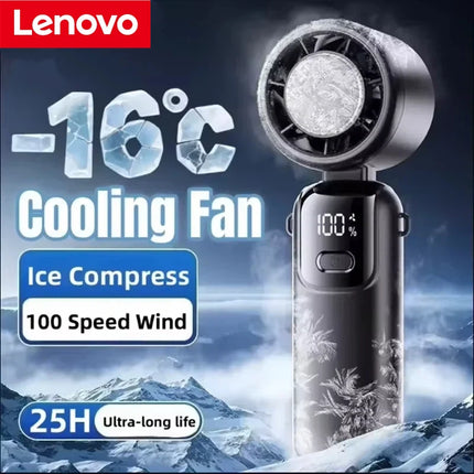 Ventilatore da tavolo USB Lenovo Fast Chill Ice Compress pieghevole/da appendere, con funzione di raffreddamento a ghiaccio, portatile, 100 velocità, Turbo, per esterni