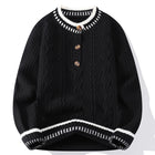 Autumn Winter Mens Fashion Knitted Sweater Round Neck Patchwork Warm Breathable Knit Pullovers Men Casual Youthful Vitality Tops
