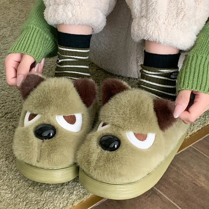 Pantofole da casa per cani simpatico cartone animato da donna Scarpe in cotone antiscivolo con suola spessa calda Donna Autunno Inverno Soffici pantofole in peluche confortevoli