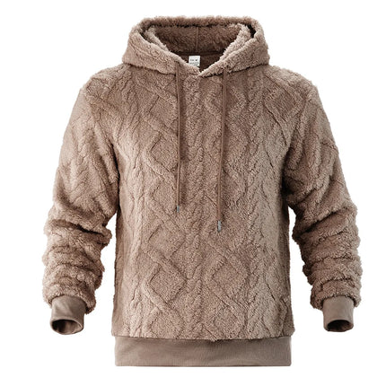 Autumn and Winter Leisure Men's High Street Jacquard Double-Sided Velvet Hooded Sports Trend Pullover Sweater Jacket