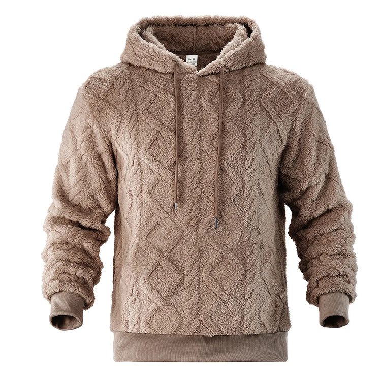 Autumn and Winter Leisure Men's High Street Jacquard Double-Sided Velvet Hooded Sports Trend Pullover Sweater Jacket