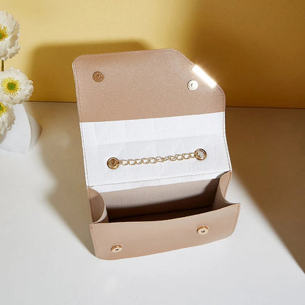 Trendy Embroidered Square Bag  - Diamond Pattern Shoulder Purse with Chain Strap & Magnetic Closure PlatiNum