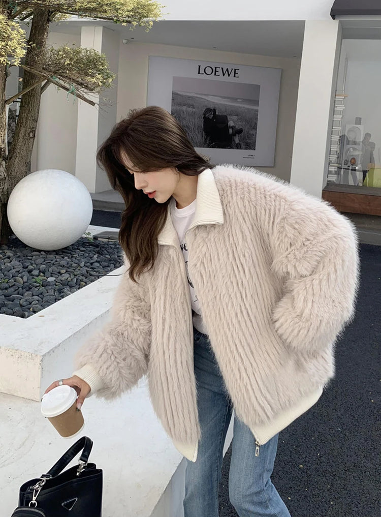 ZADORIN New Luxury Brands Trimmed Faux Fur Jacket Woman Fashion Hooded Casual Oversized Puffy Fox Fur Faux Coat Winter Clothes