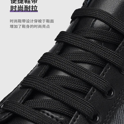Europe New Shoes for Men Genuine Leather Casual Shoes Cool Black Flat Skateboard Shoes Street Fashion Sneakers