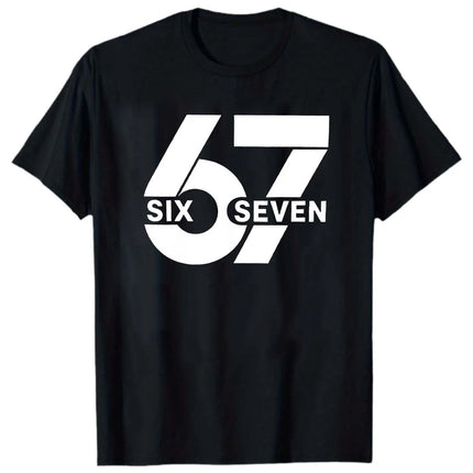 Men's Summer Short Sleeve T-shirt "67" with printed pattern in unisex style suitable for home parties as a gift
