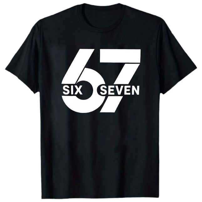 T-shirt d'été pour homme à manches courtes "67" avec motif imprimé de style unisexe, idéale pour les fêtes à la maison comme cadeau